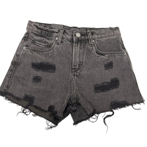 Blank NYC The Barrow High Rise Distressed Black Shorts NWT Sz 24 - Picture 1 of 3